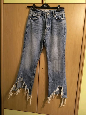 Bershka denim jeans with slit, like new, size S