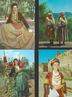Folklore postcards used, pack of 4 with traditional 70s costumes