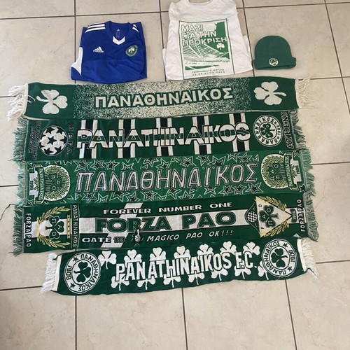 Panathinaikos collection with 5 scarves, 2 shirts and 1 hat new
