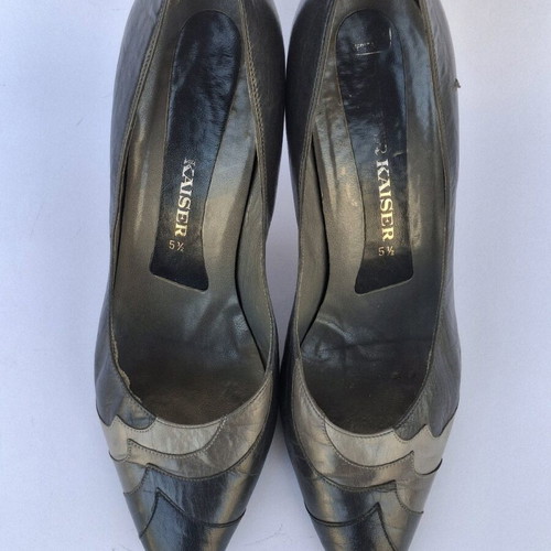 Vintage Kaiser leather pumps like new, black and gray