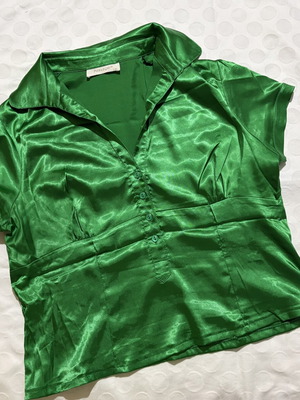 Passager vintage satin shirt like new, green, sizes M/L