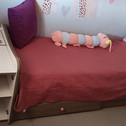 Children's bed and bedside table set with drawers