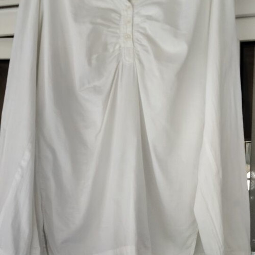 White Boho Blouse with Drawstrings and Ruching Size M-L like new