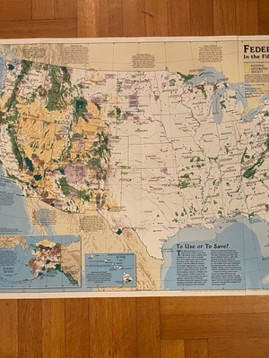 USA map used, political-physical, American edition 1996