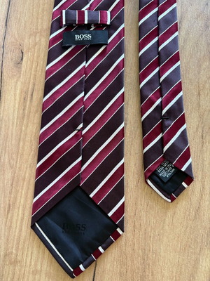 Hugo Boss silk tie, burgundy and brown striped
