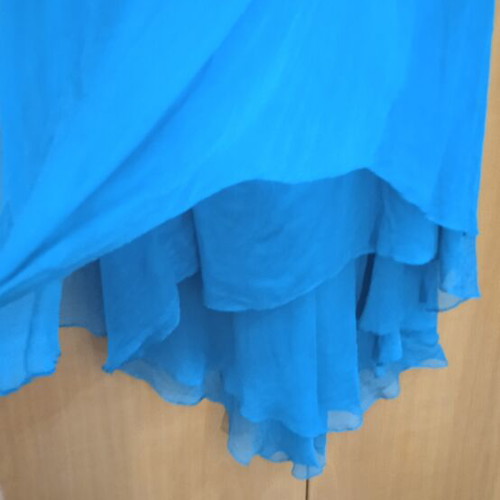 Dress turquoise, like new, medium to large size, airy with puff sleeves