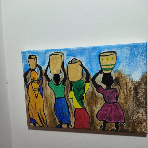 Handmade Acrylic Canvas Paintings Collection like new, multicolor