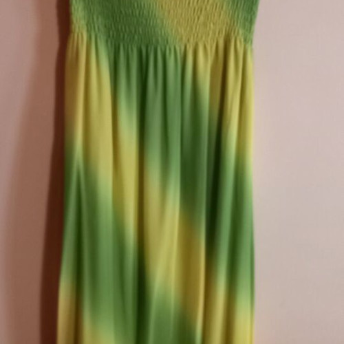 Summer dress with smocked bodice and adjustable straps used, size M-L-XL, yellow and green