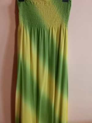 Summer dress with smocked bodice and adjustable straps used, size M-L-XL, yellow and green