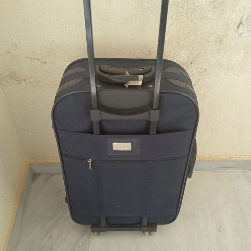 Urban medium fabric suitcase used, blue, two wheels