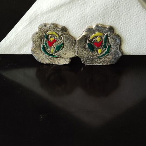 Napkin holder used, old handpainted with enamel