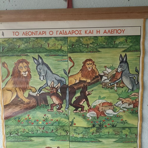 Old school map used with the lion, donkey, and fox