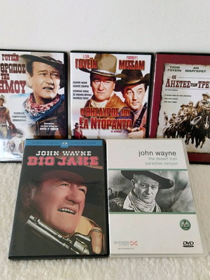 DVD classic Western movies with John Wayne, like new, pack of 5