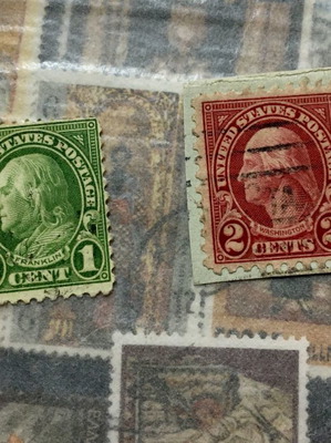 Γραμματόσημα ΗΠΑ Benjamin Franklin 1C και George Washington 2C μεταχειρισμένα