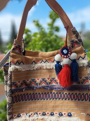 Alex Max Boho Shoulder Bag new, beige multicolor