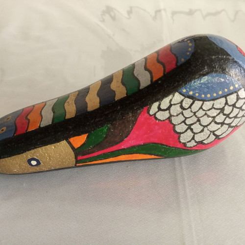 Handmade painted stone new, colorful with varnish