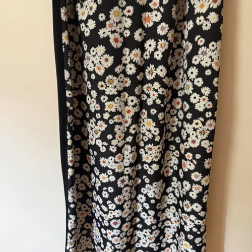 Zara midi slip dress with daisy print and black lace
