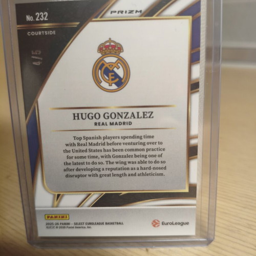 Hugo Gonzalez 4/5 Courtside Select Card new condition