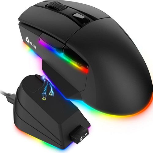 KLIM Blaze X RGB wireless gaming mouse new with charging dock up to 12000 DPI