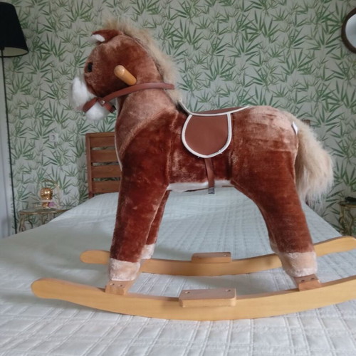 Retro rocking horse toy used with wooden details