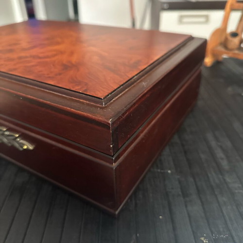 Jewelry box luxurious like new, brown with red velvet lining