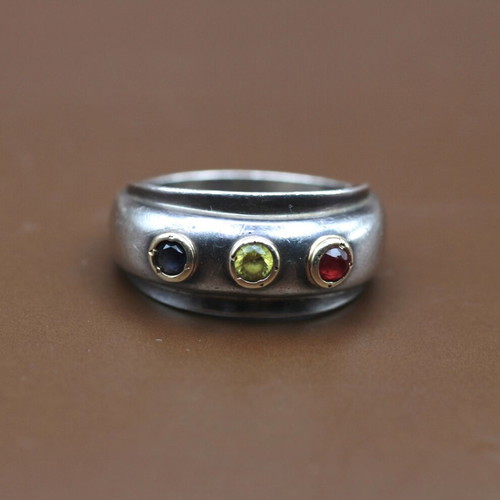 Silver gold ring 925/14k used, size 60