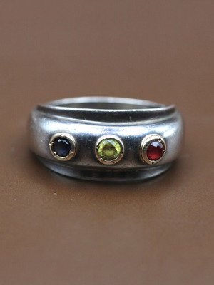 Silver gold ring 925/14k used, size 60