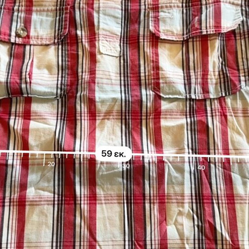 Glou men's red and white plaid cotton shirt XL like new