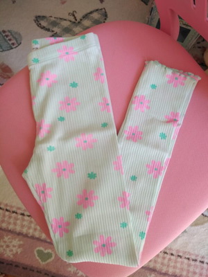 Girls' leggings size 134 cm like new with floral print