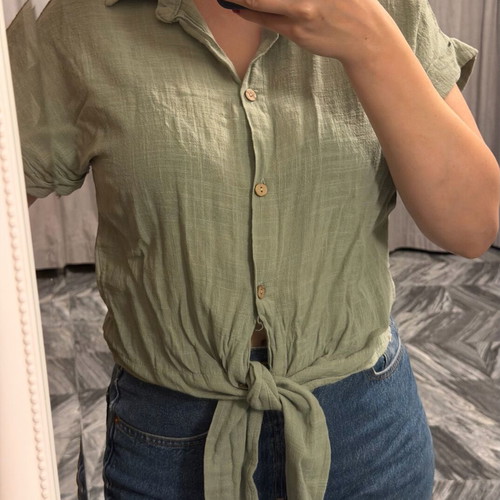 Pop Air short-sleeve shirt new, khaki sage green, size S