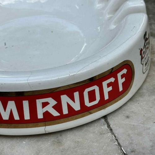 Smirnoff porcelain ashtray used, vintage collectible from Great Britain
