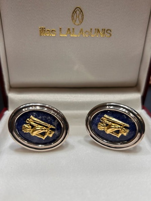 Ilias Lalaounis clip earrings new, silver, gold and lapis stone