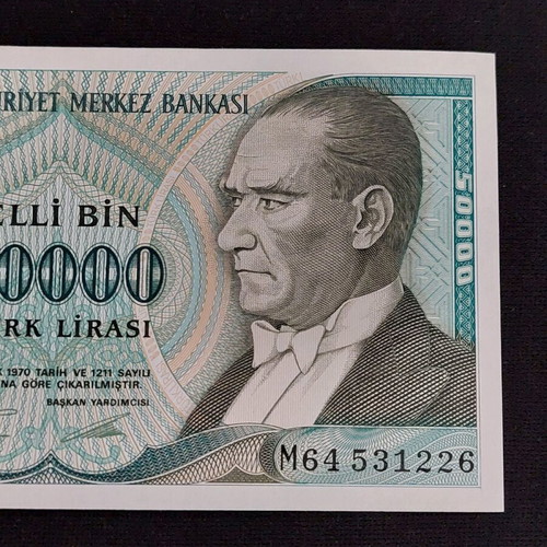 50,000 TL banknote from Turkey new