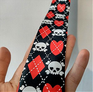 punk γραβάτα με σκελετούς μαύρο - κόκκινο