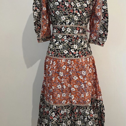 Glamorous floral midi dress new, cotton, black and orange