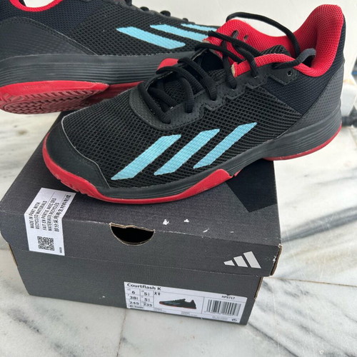 Adidas Kids Tennis Shoes Used Size 39 Black Red