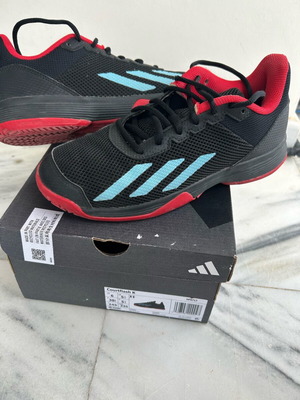 Adidas Kids Tennis Shoes Used Size 39 Black Red