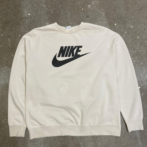 Nike Big Logo Sweater Y2K 2000s XL creme vintage wornlook