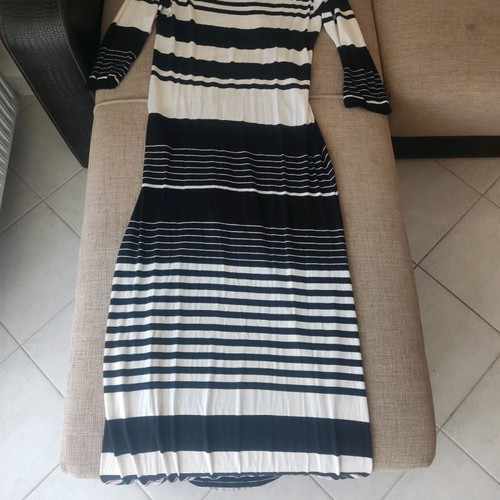 Lemon dress new striped black and white asymmetrical Greek design