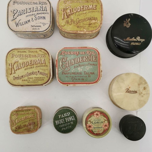 Makeup powders used, 1920s era, sealed, French