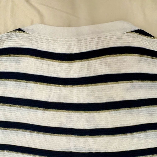 Massimo Dutti 100% Cotton Sweater New, Size M, White and Blue