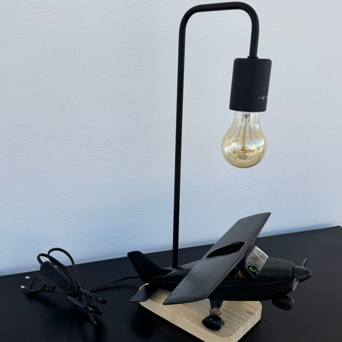 Table lamp with handmade airplane design, new
