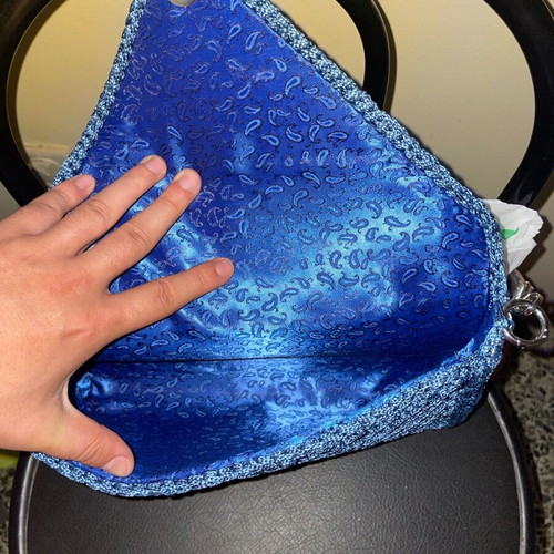 Knitted envelope bag new with leather strap and details