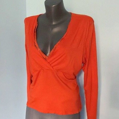 Olsen blouse like new orange designer with lace XL-3XL