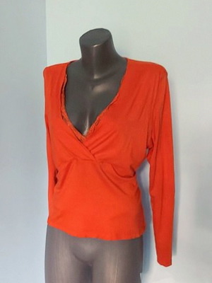 Olsen blouse like new orange designer with lace XL-3XL