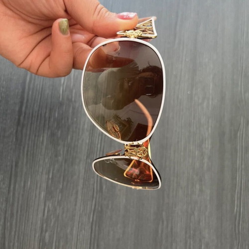 Roberto Cavalli Oversized Butterfly Sunglasses used, white and gold