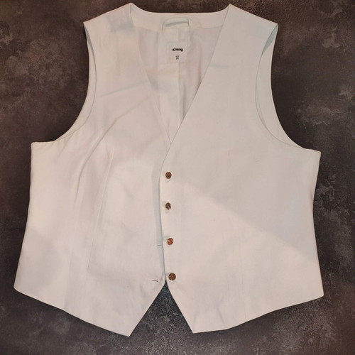 Sinsay white linen blend vest with gold buttons, size M