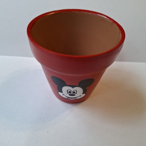 Hand-painted terracotta flowerpot with glossy finish