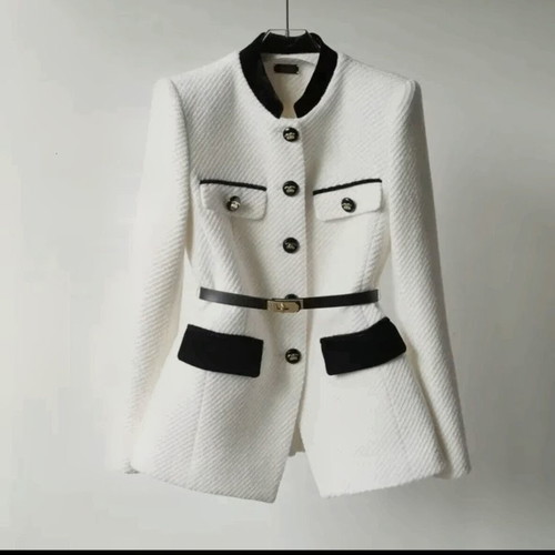 High-Quality White Jacket with Belt, New, Size M