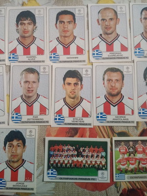 Χαρτάκια Panini Ολυμπιακός Champions League 2001-02 μεταχειρισμένα, σετ 12+1